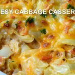 CHEESY CABBAGE CASSEROLE centered hero view, clean and uncluttered