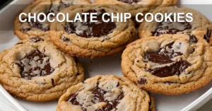 CHOCOLATE CHIP COOKIES centered hero view, clean and uncluttered