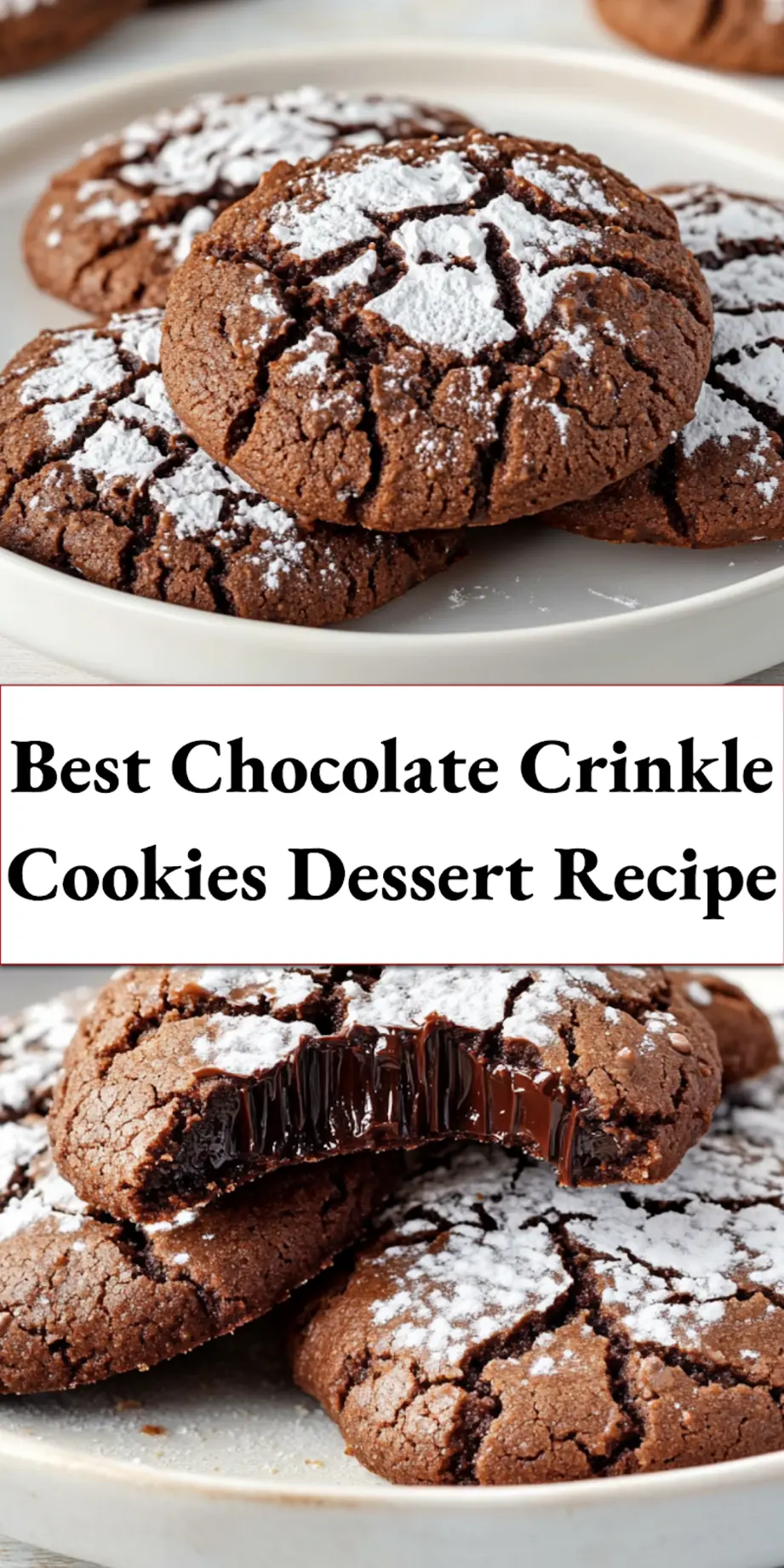 CHOCOLATE CRINKLE COOKIES DESSERT centered hero view, clean and uncluttered_pin