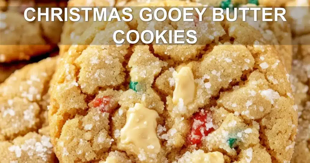 CHRISTMAS GOOEY BUTTER COOKIES centered hero view, clean and uncluttered