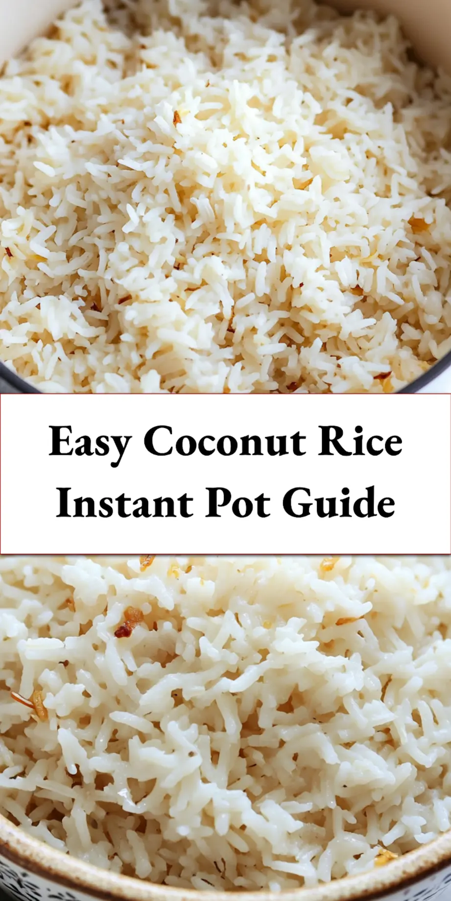 Finished coconut rice made in Instant Pot or stove top, displayed in a clean bowl