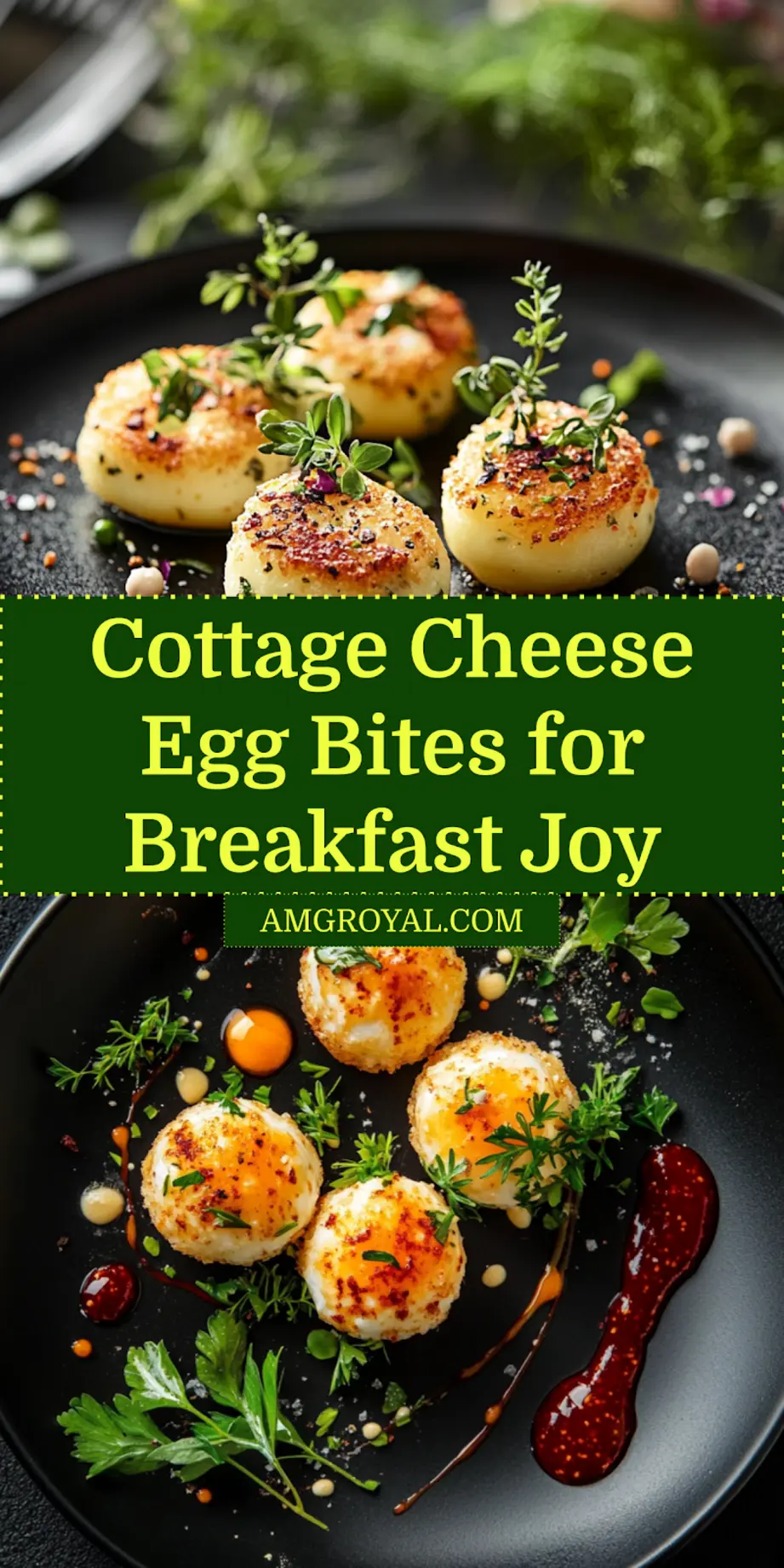 Cottage Cheese Egg Bites - Delicious Protein Recipe 7 COTTAGE CHEESE EGG BITES centered hero view, clean and uncluttered_pin