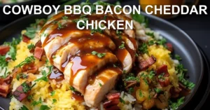 COWBOY BBQ BACON CHEDDAR CHICKEN centered hero view, clean and uncluttered