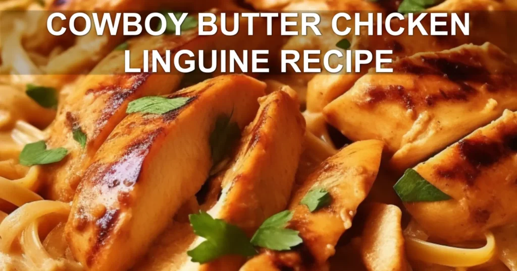COWBOY BUTTER CHICKEN LINGUINE RECIPE centered hero view, clean and uncluttered