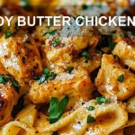 COWBOY BUTTER CHICKEN PASTA centered hero view, clean and uncluttered