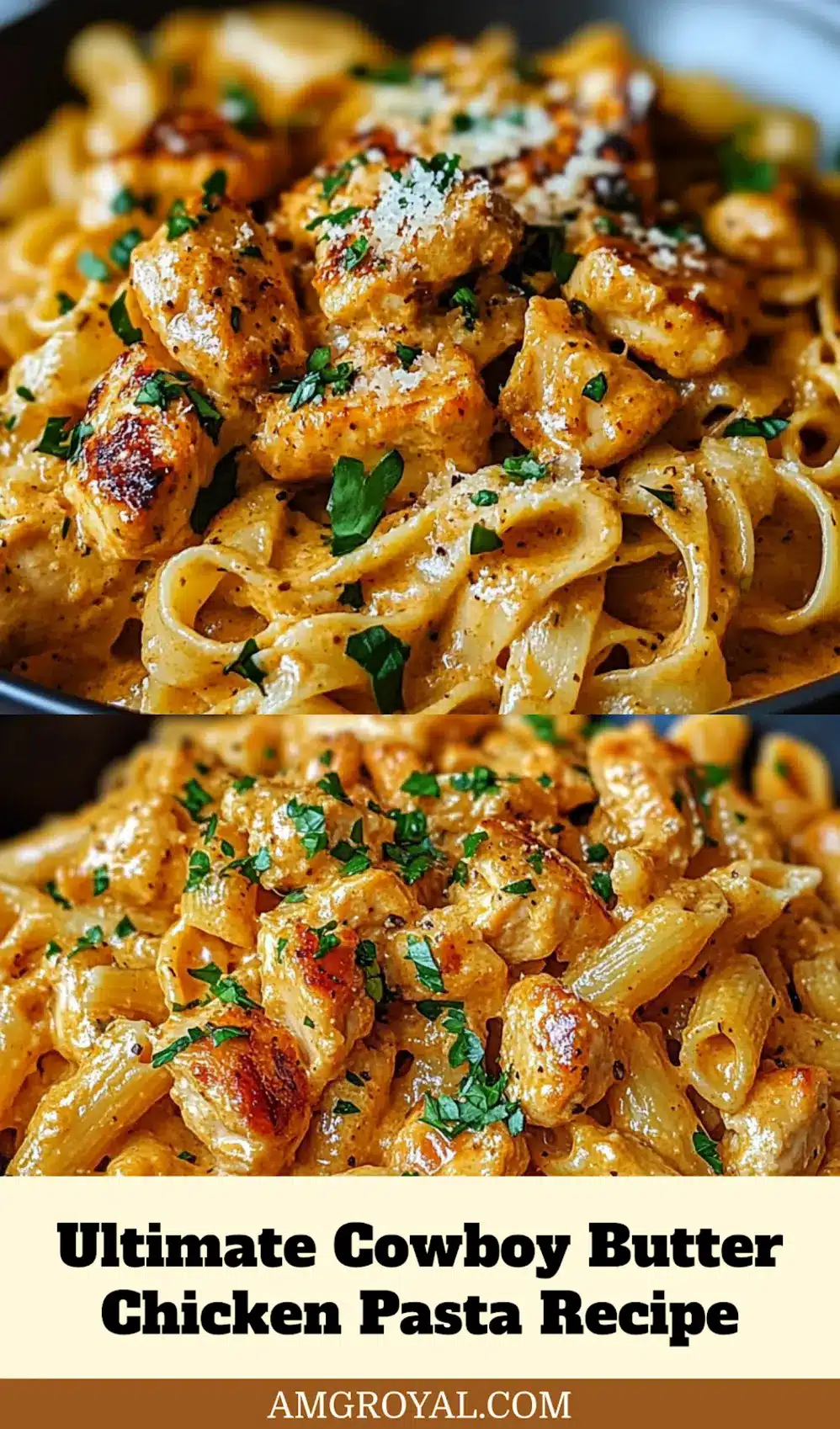 Cowboy Butter Chicken Pasta: Quick and Irresistible 7 Close-up of Cowboy Butter Chicken Pasta, highlighting creamy sauce coating noodles and tender chicken pieces