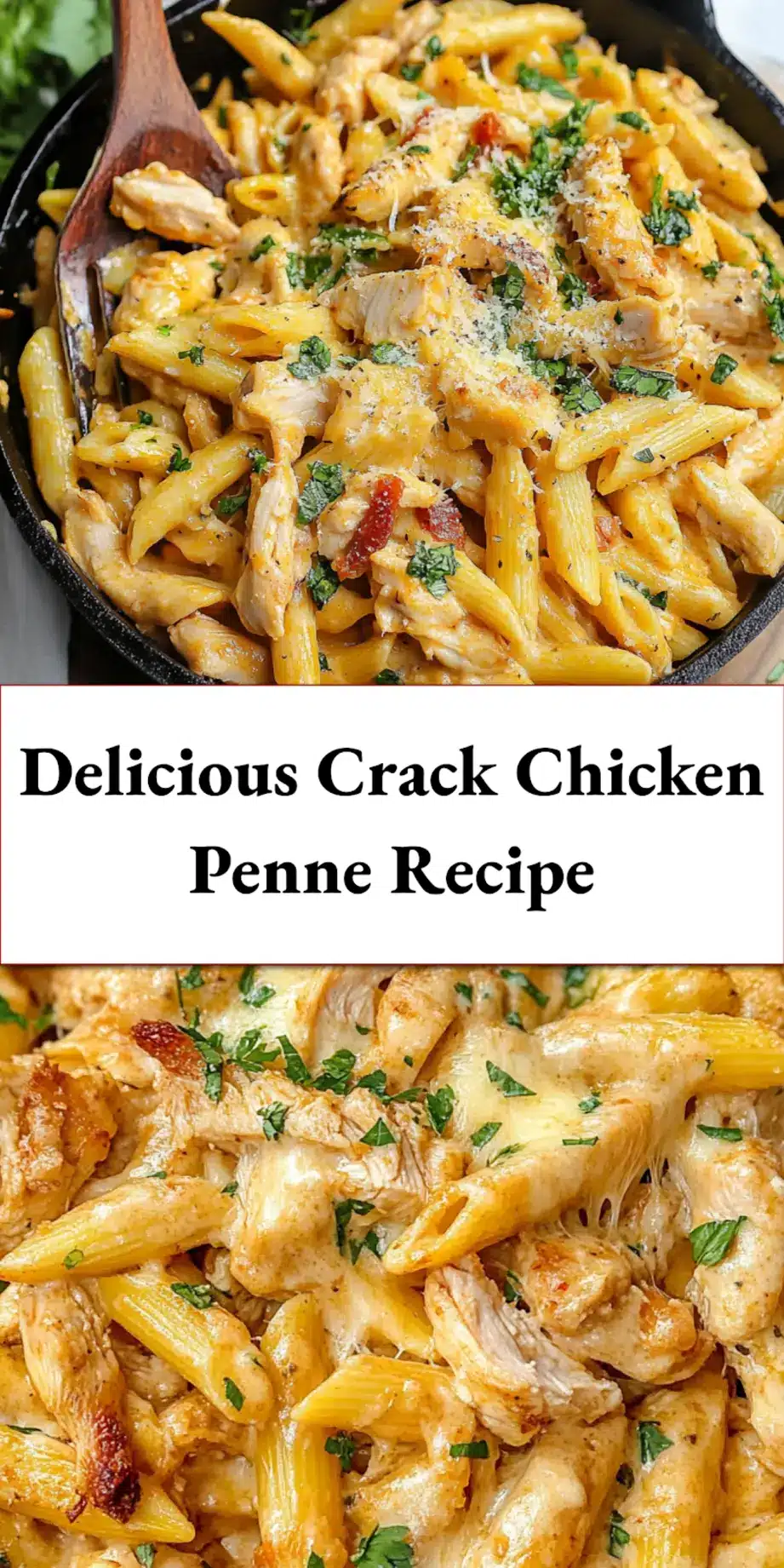 CRACK CHICKEN PENNE centered hero view, clean and uncluttered_pin