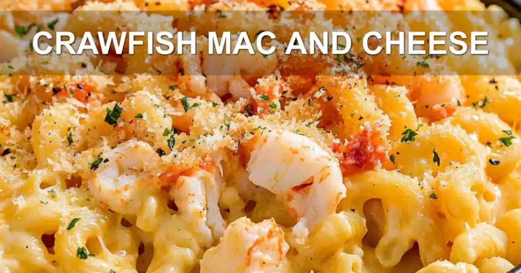 CRAWFISH MAC AND CHEESE centered hero view, clean and uncluttered