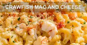 Crawfish Mac and Cheese The Ultimate Comfort Feast CRAWFISH MAC AND CHEESE centered hero view, clean and uncluttered