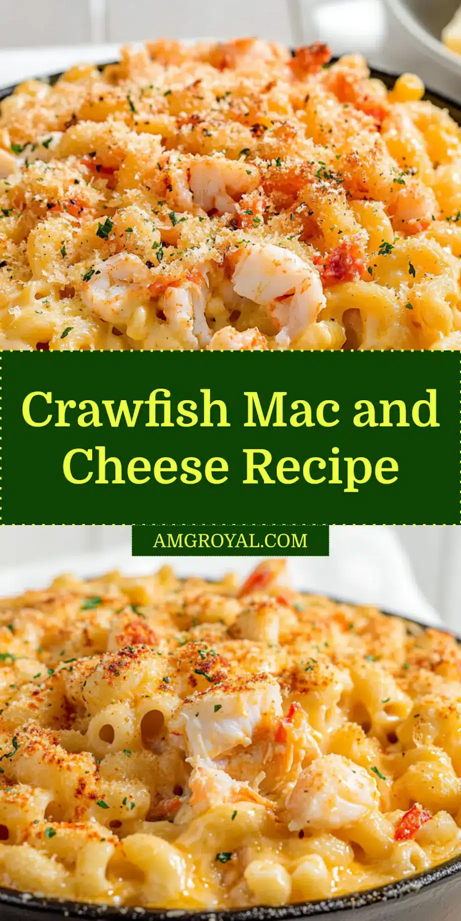 CRAWFISH MAC AND CHEESE centered hero view, clean and uncluttered_pin