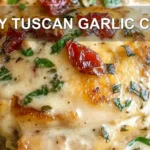 CREAMY TUSCAN GARLIC CHICKEN centered hero view, clean and uncluttered