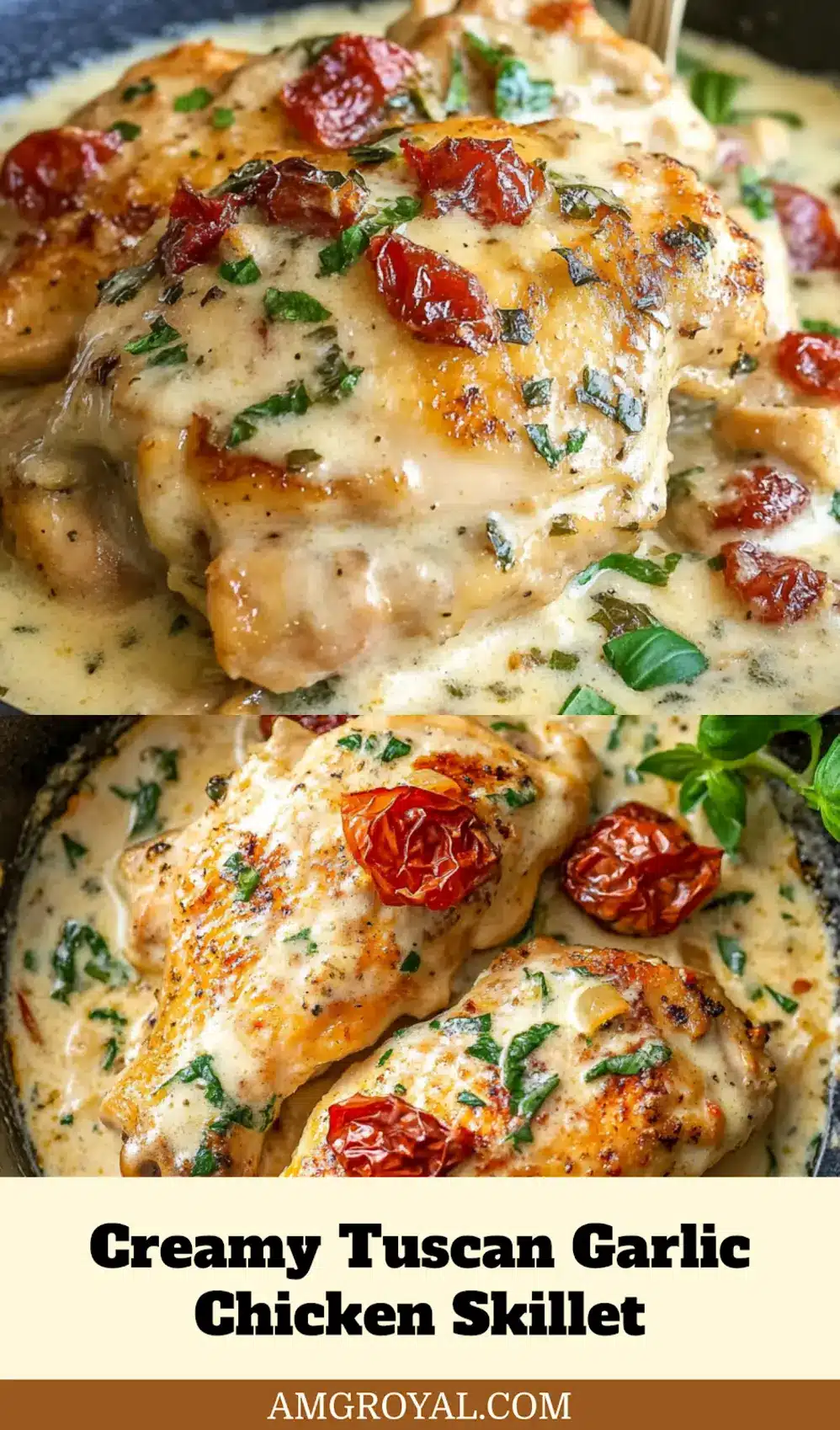 Creamy Tuscan Garlic Chicken plated and ready to serve