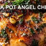 CROCK POT ANGEL CHICKEN centered hero view, clean and uncluttered