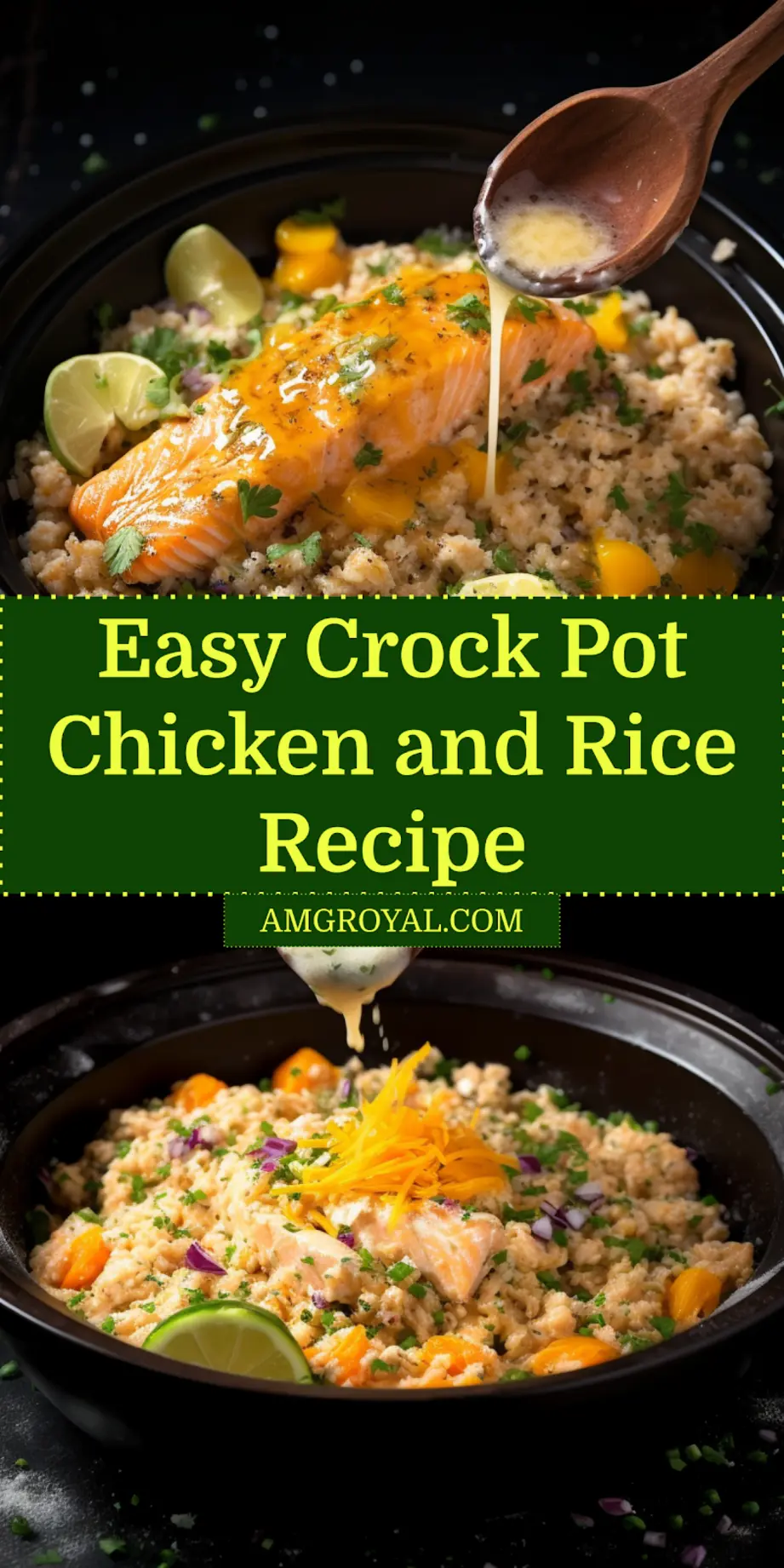 Crock Pot Chicken and Rice Recipe Perfect Cozy Dinner 7 CROCK POT CHICKEN AND RICE RECIPE centered hero view, clean and uncluttered_pin