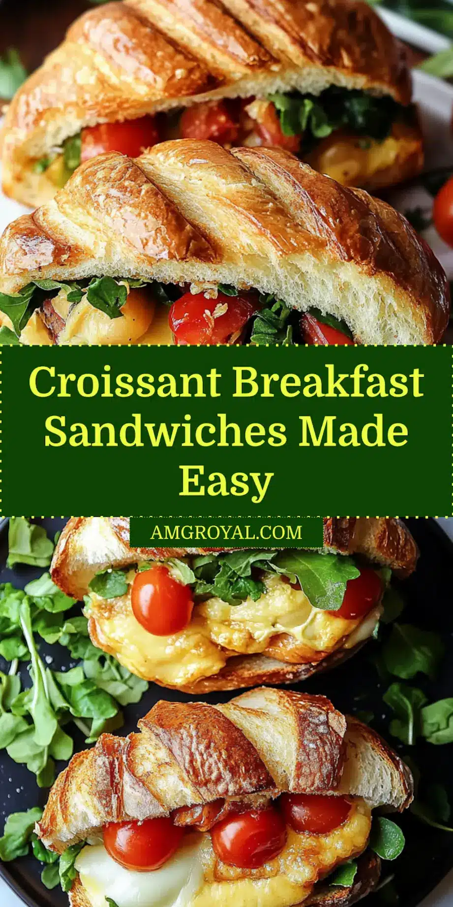 CROISSANT BREAKFAST SANDWICHES centered with clean and uncluttered presentation