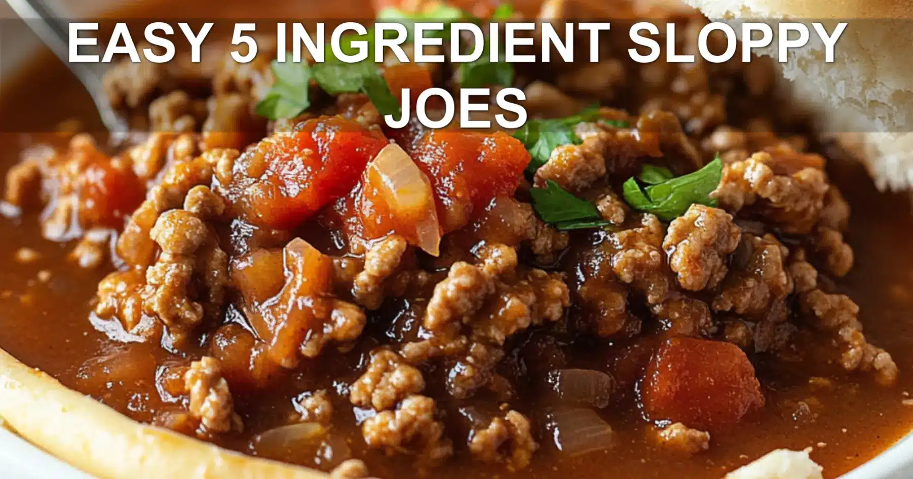 EASY 5 INGREDIENT SLOPPY JOES centered hero view, clean and uncluttered