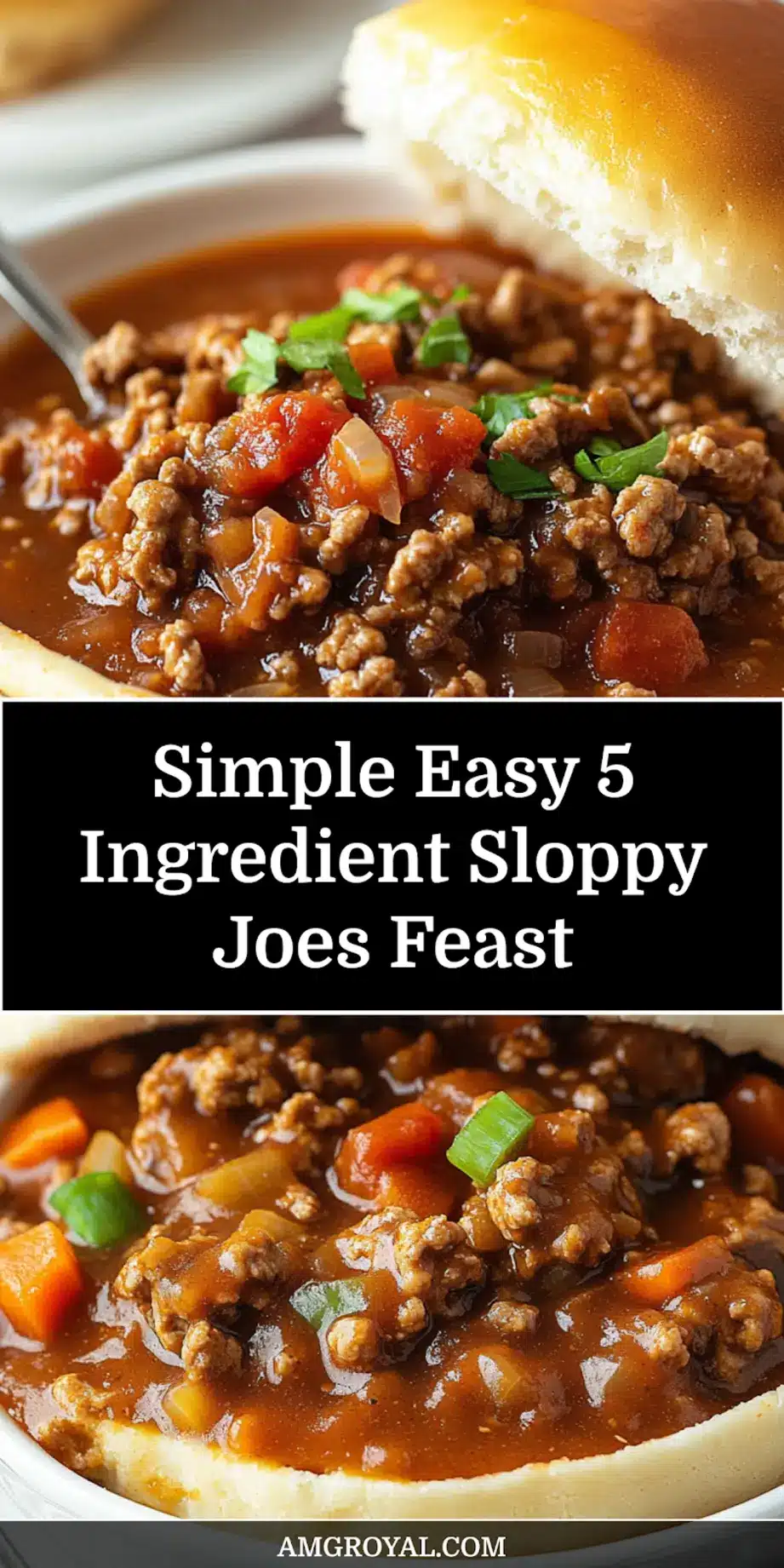 EASY 5 INGREDIENT SLOPPY JOES centered hero view, clean and uncluttered_pin
