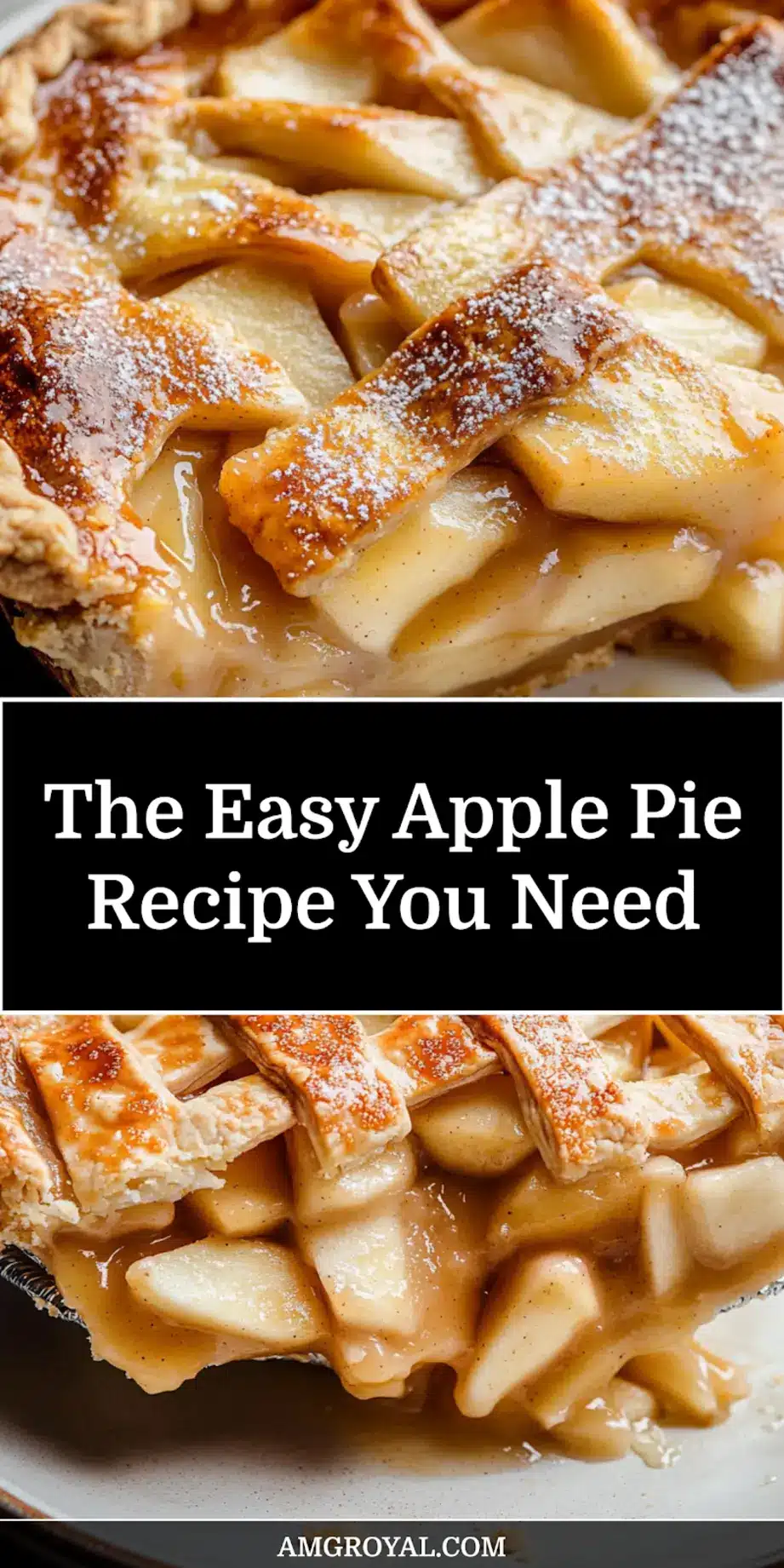Classic homemade apple pie, golden brown and inviting, ready to be sliced