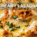 EASY CREAMY LASAGNA SOUP centered hero view, clean and uncluttered