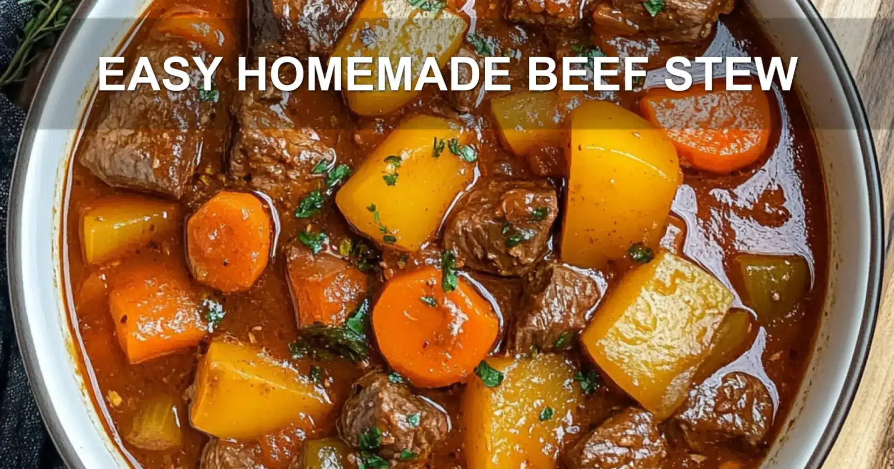 EASY HOMEMADE BEEF STEW centered hero view, clean and uncluttered