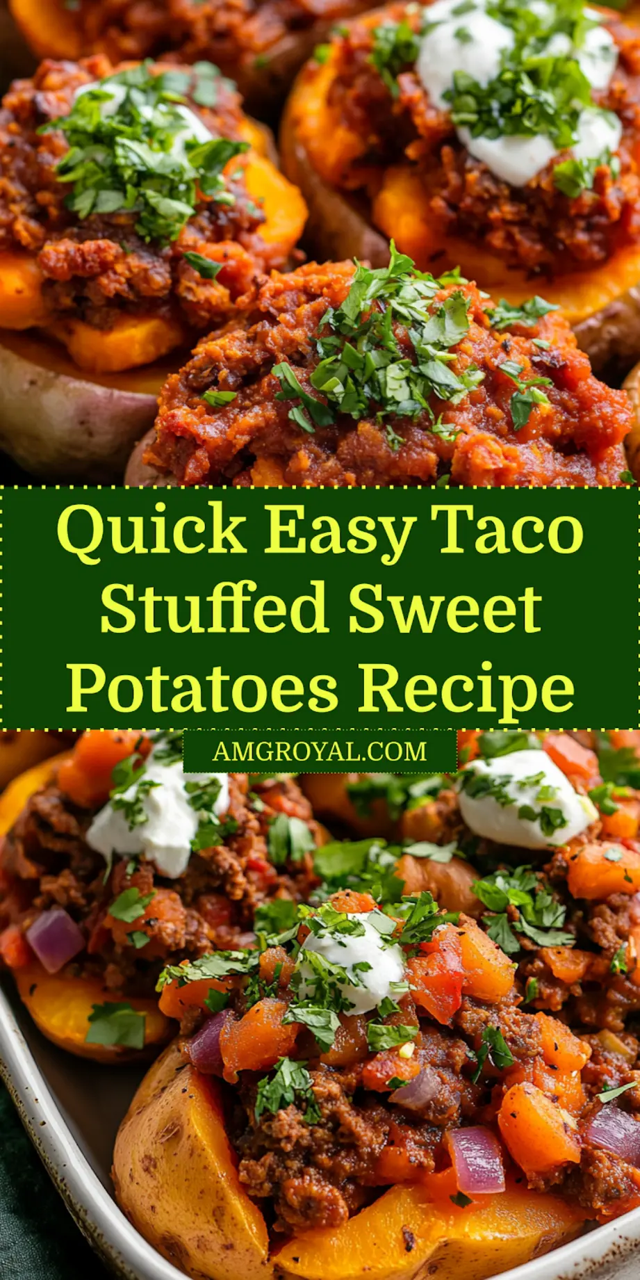 EASY TACO STUFFED SWEET POTATOES centered hero view, clean and uncluttered_pin