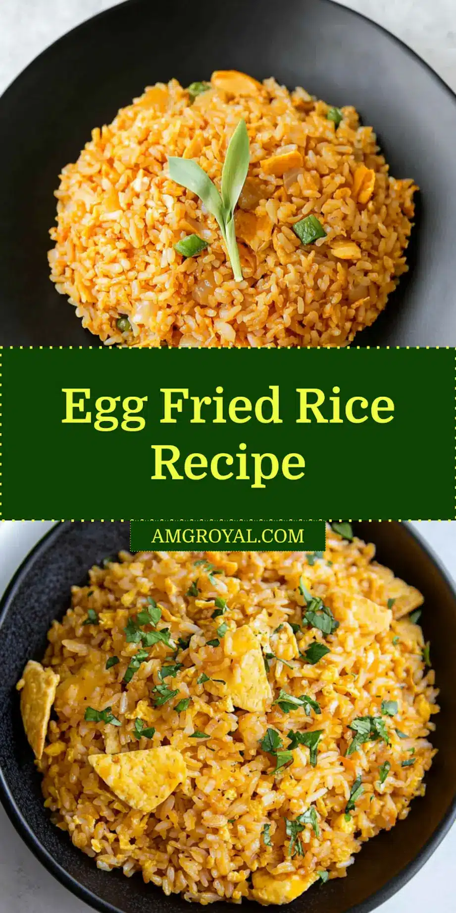 Egg Fried Rice Recipe Delicious and Easy to Make 7 EGG FRIED RICE centered hero view, clean and uncluttered_pin