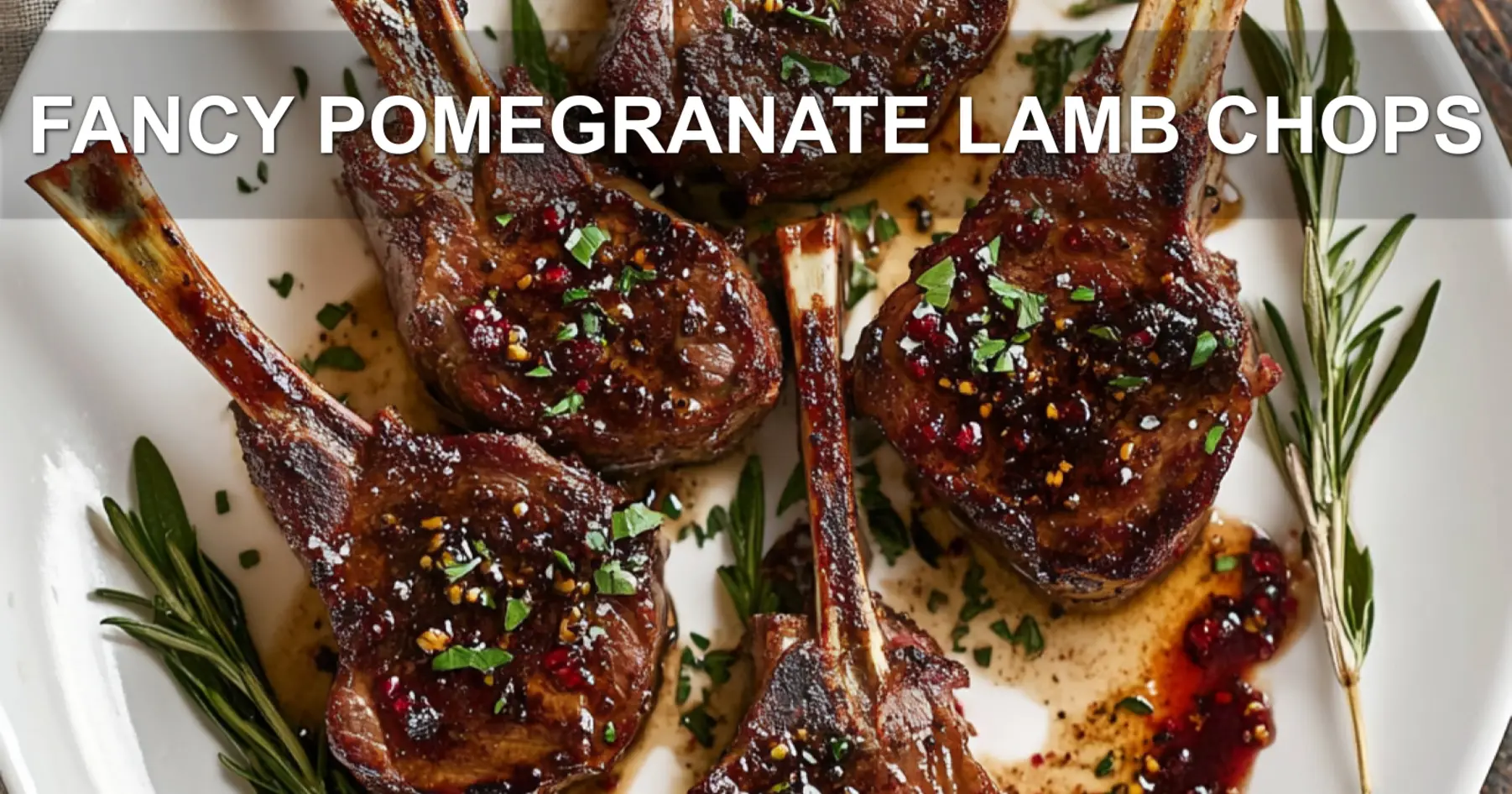 FANCY POMEGRANATE LAMB CHOPS centered hero view, clean and uncluttered