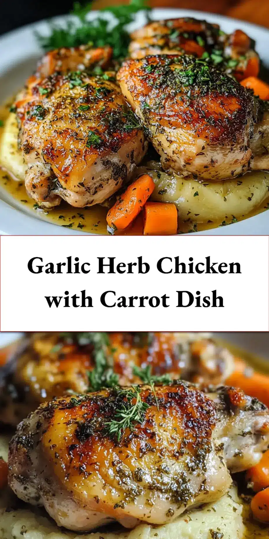 Garlic Herb Chicken with Carrot Best Easy Recipe 7 Finished garlic herb chicken with carrot served on a plate, golden and caramelized