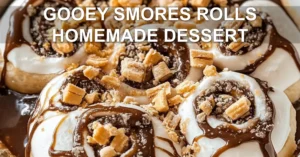 Gooey Smores Rolls Homemade Dessert You Must Try GOOEY SMORES ROLLS HOMEMADE DESSERT centered hero view, clean and uncluttered