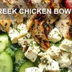 GREEK CHICKEN BOWLS centered hero view, clean and uncluttered
