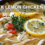 GREEK LEMON CHICKEN SOUP centered hero view, clean and uncluttered