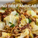 GROUND BEEF AND CABBAGE centered hero view, clean and uncluttered