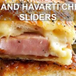 HAM AND HAVARTI CHEESE SLIDERS centered hero view, clean and uncluttered