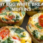 HEALTHY EGG WHITE BREAKFAST MUFFINS centered hero view, clean and uncluttered