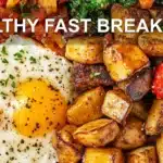 HEALTHY FAST BREAKFAST centered hero view, clean and uncluttered
