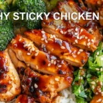 HEALTHY STICKY CHICKEN BOWLS centered hero view, clean and uncluttered