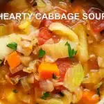 HEARTY CABBAGE SOUP centered hero view, clean and uncluttered