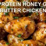 HIGH PROTEIN HONEY GARLIC BUTTER CHICKEN centered hero view, clean and uncluttered