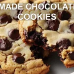 HOMEMADE CHOCOLATE CHIP COOKIES centered hero view, clean and uncluttered