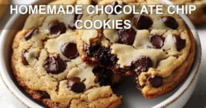 Homemade Chocolate Chip Cookies You Need to Try HOMEMADE CHOCOLATE CHIP COOKIES centered hero view, clean and uncluttered