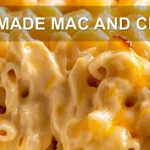 HOMEMADE MAC AND CHEESE centered hero view, clean and uncluttered