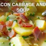 IRISH BACON CABBAGE AND POTATO SOUP centered hero view, clean and uncluttered