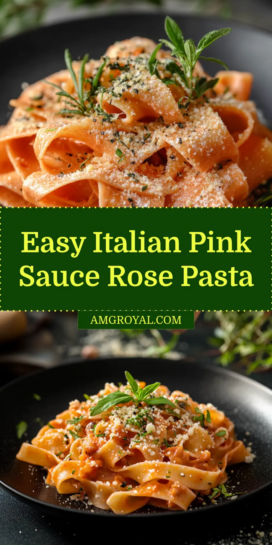 Italian Pink Sauce Rose Pasta Recipe: Tantalizing and Simple 7 ITALIAN PINK SAUCE ROSE PASTA centered hero view, clean and uncluttered_pin