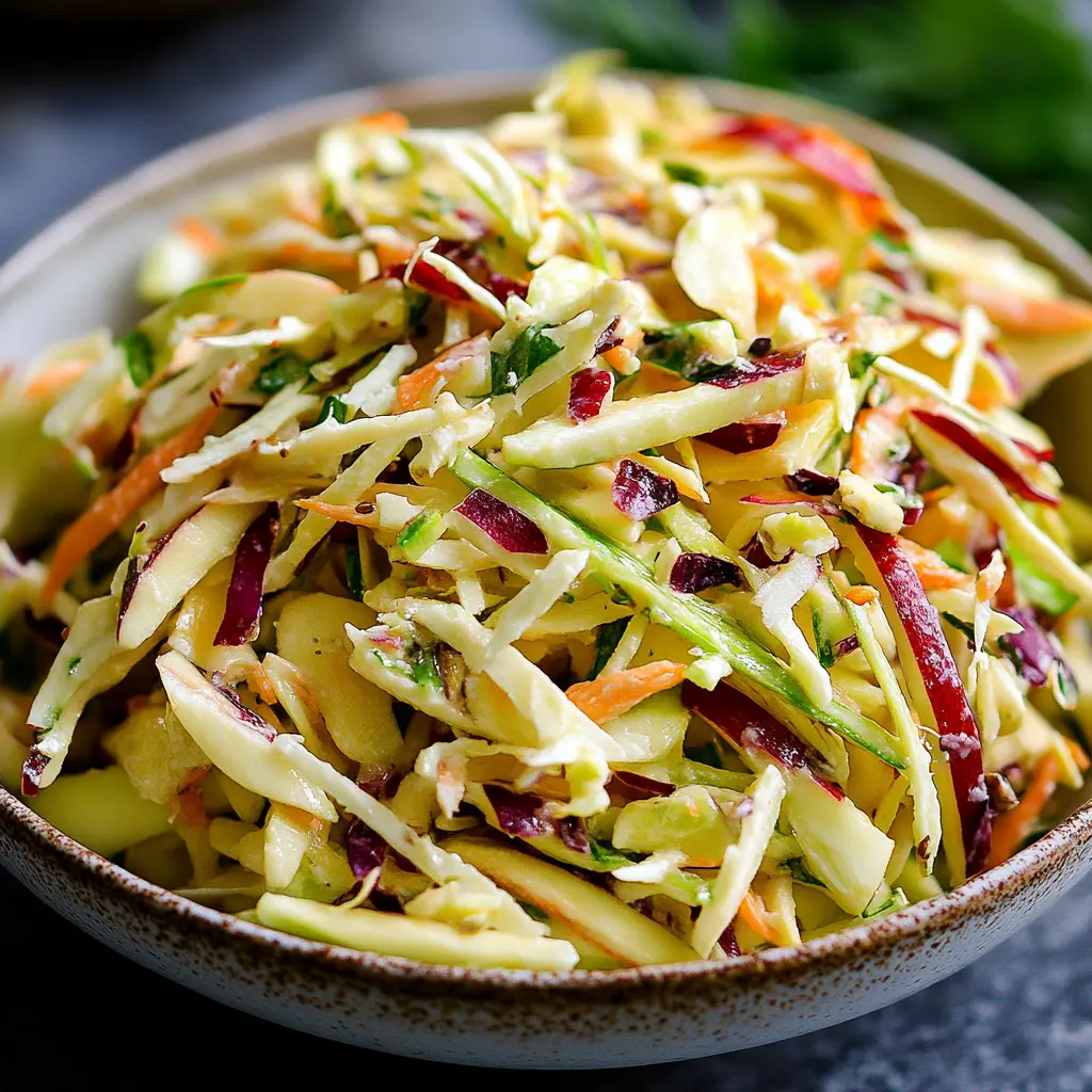 Apple coleslaw ingredients neatly arranged on a clean surface
