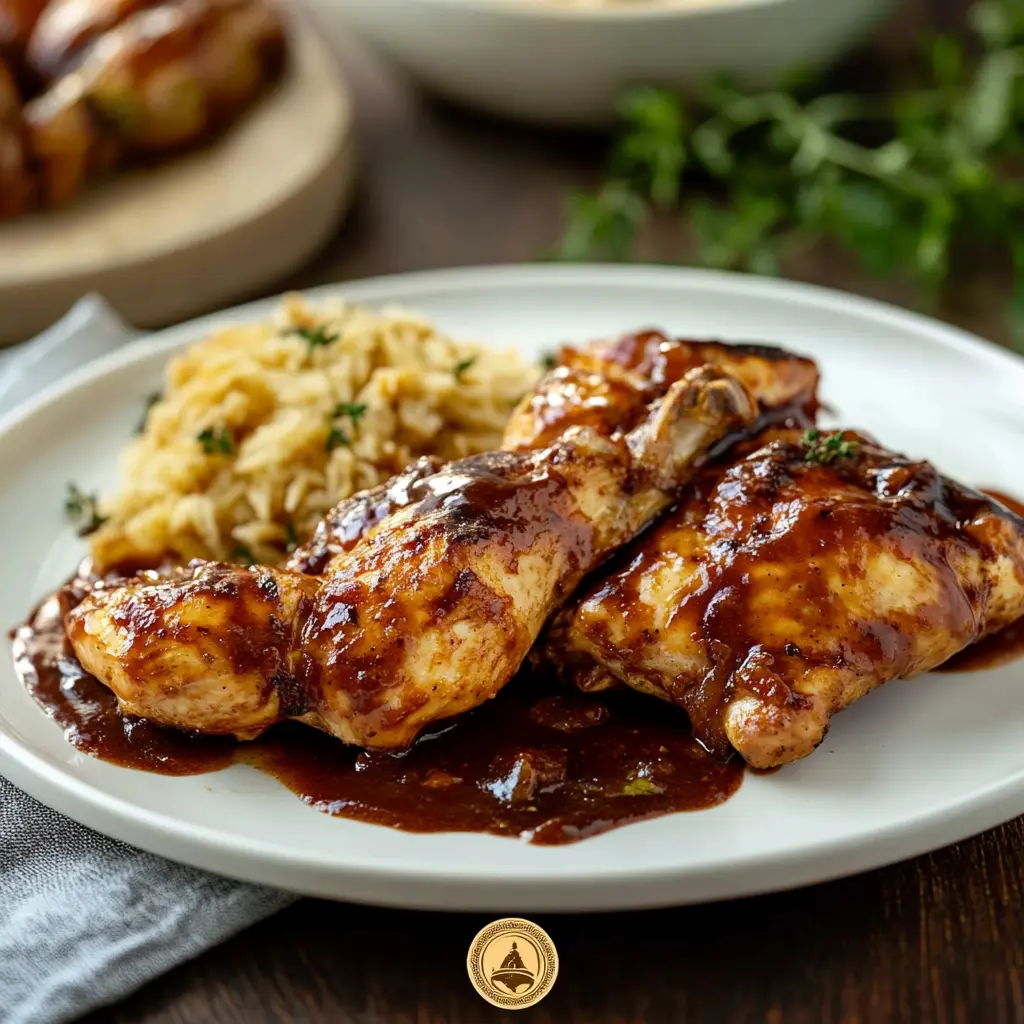 BBQ Ranch Chicken ingredients laid out, showing BBQ sauce, ranch dressing, and chicken breast