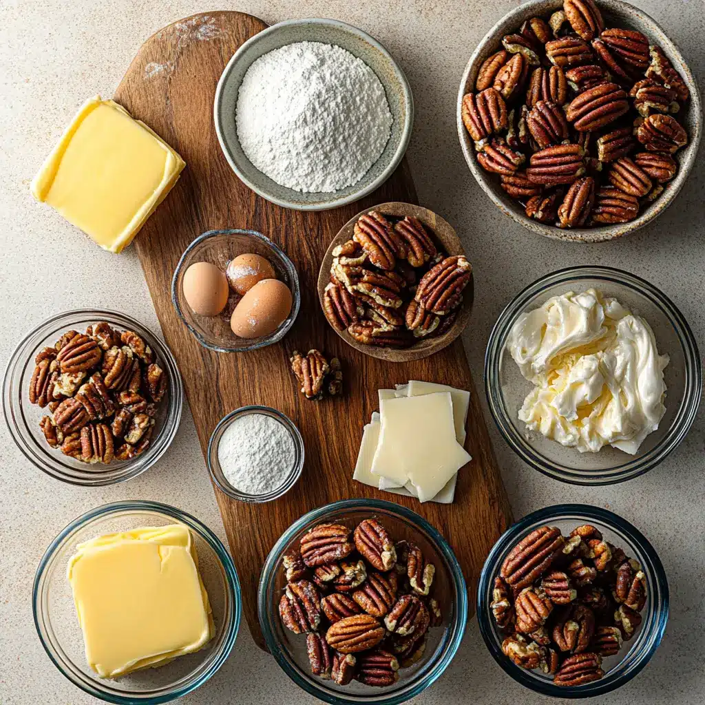 Butter Pecan Cake ingredients arranged neatly on a clean surface