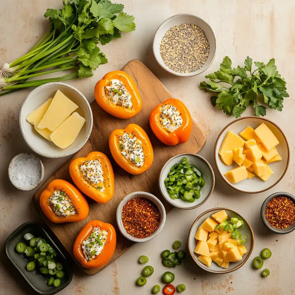 Cheese Bagel-Stuffed Mini Peppers Recipe: Delicious and Easy 6 Cheese Bagel Stuffed Mini Peppers Recipe - Centered hero view, clean and uncluttered