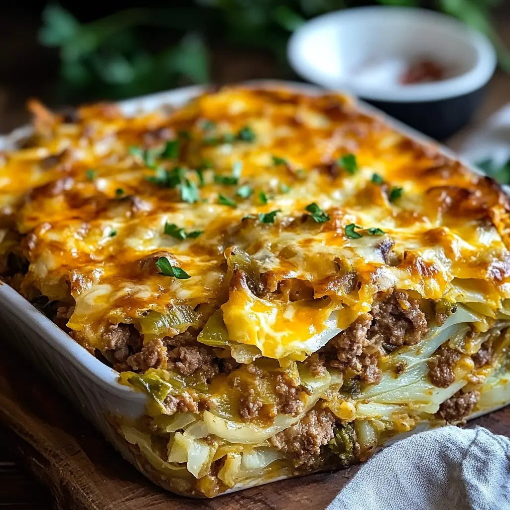 Cheesy Cabbage Beef Casserole for a Delicious Meal 6 Cheesy cabbage beef casserole ingredients arranged neatly on a surface