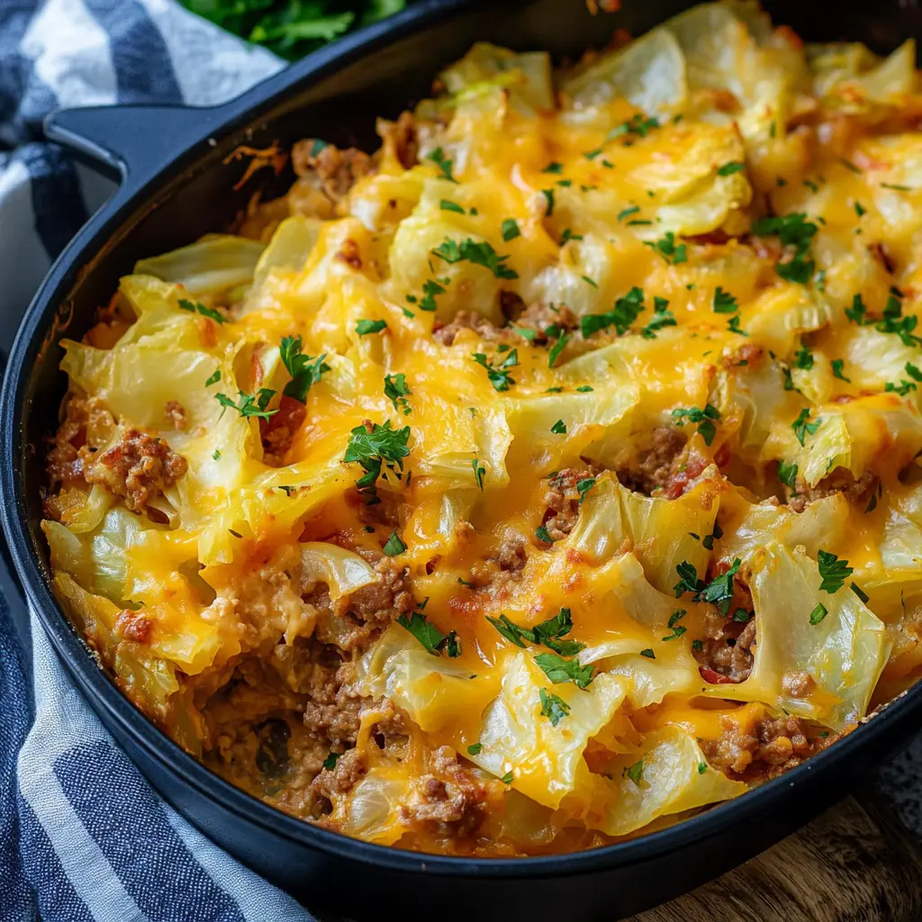 Ingredients for Cheesy Cabbage Casserole laid out clearly