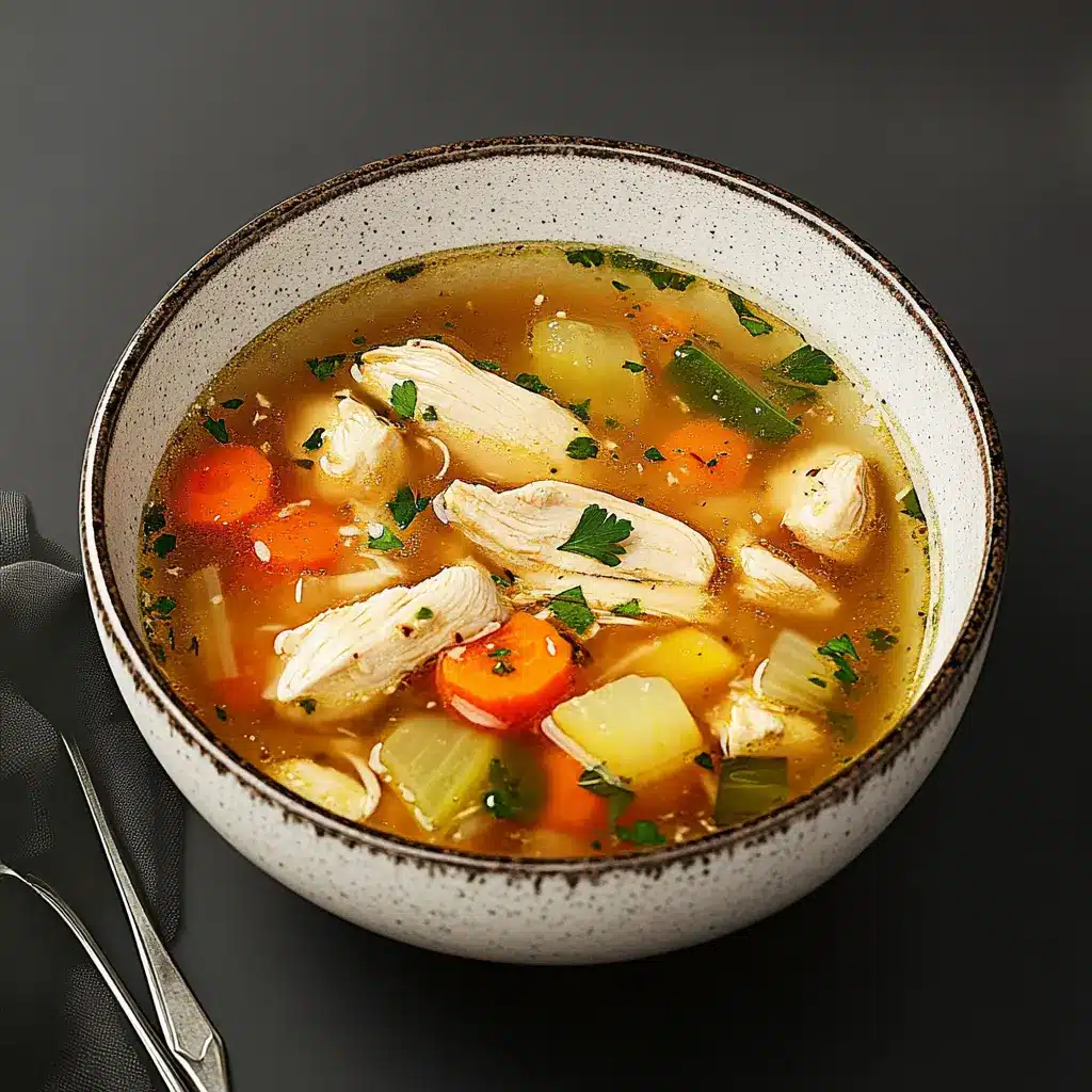 Ingredients for chicken soup neatly arranged